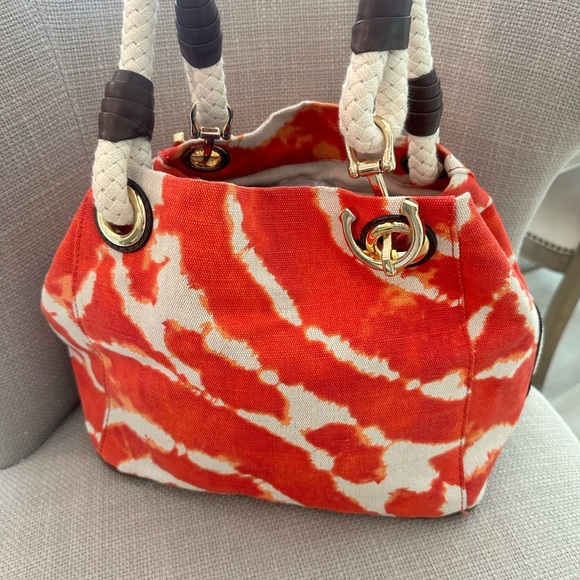 RARE! Michael Kors "Marina" Tie Dye Canvas Tote Handbag Purse. - Picture 3 of 4